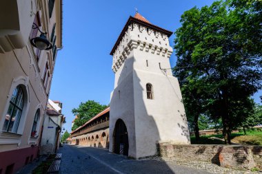 Romanya 'nın Transilvanya (Transilvanya) bölgesinde, Citadel Caddesi ve Park (Strada si Parcul Cetatii) yakınlarındaki Sibiu şehrinin tarihi merkezinde, büyük, eski, beyaz bir taş kule.