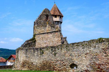 Transilvanya 'nın (Transilvanya) güney kesimindeki Sibiu ilçesindeki Carta Kilisesi (Benedictine) manastırının (Manastira cisterciana Carta) kalıntıları güneşli bir yaz gününde Romanya' nın başkenti