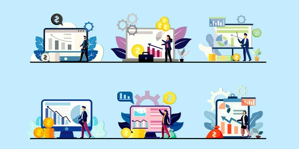 Ofiste çalışan iş adamları. vektör illüstrasyonu