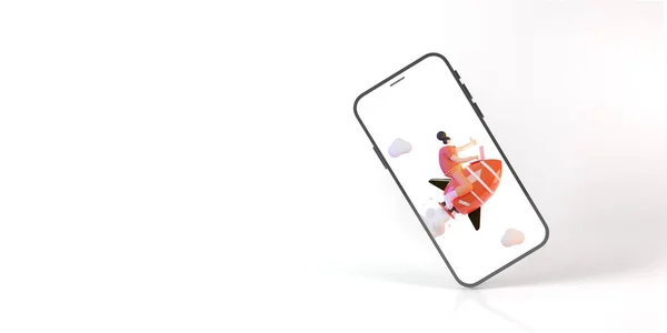 Smartphone Avec Téléphone Portable Une Tablette Avec Cœur Rouge Sur — Photo