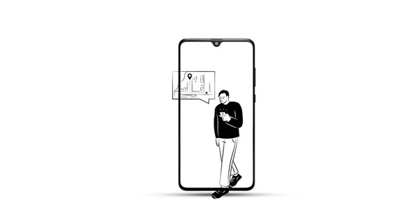 Smartphone Con Teléfono Móvil Ilustración Vectorial Dibujada Mano — Foto de Stock