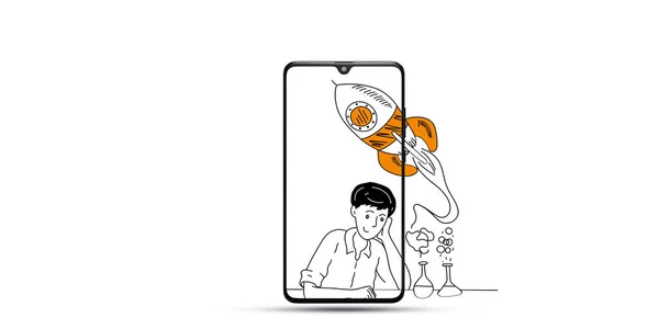 Smartfon Telefonem Komórkowym Ręcznie Rysowane Wektor Ilustracji — Zdjęcie stockowe