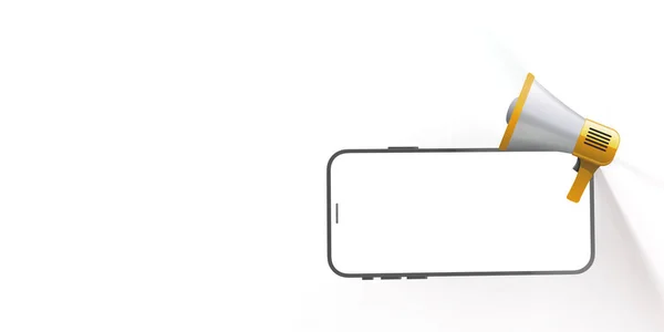 Megafon Mit Leerem Bildschirm Isoliert Auf Weißem Hintergrund Illustration — Stockfoto