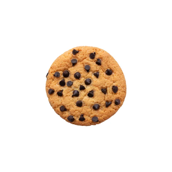 Kekse Mit Schokotropfen Isoliert Auf Weißem Hintergrund Nahaufnahme Draufsicht — Stockfoto