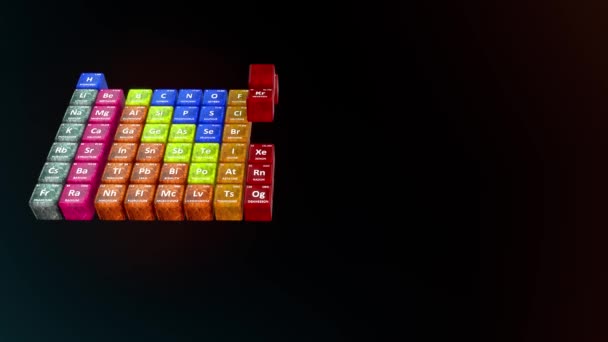 Blocksが周期表中で形成される 3Dイラスト — ストック動画