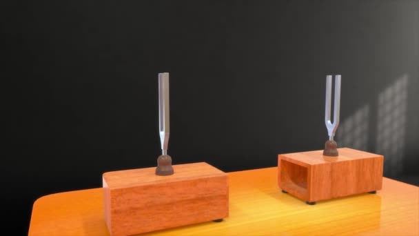Animated Footage Tuning Forks Resonance Boxes — Stock Video