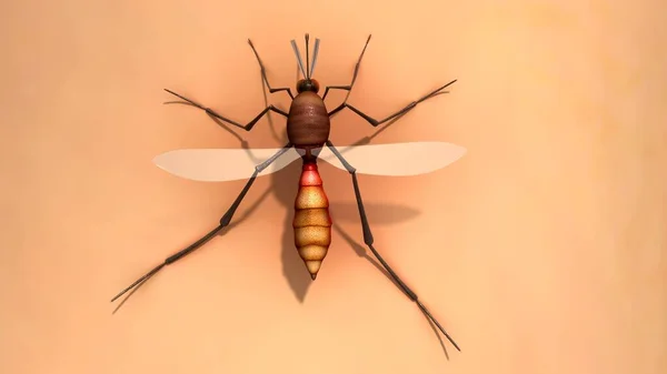 茶色の背景に隔離された3Dレンダリング蚊 3Dイラスト ストック写真