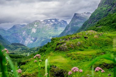 An old village up the hill, Geiranger in Norway clipart