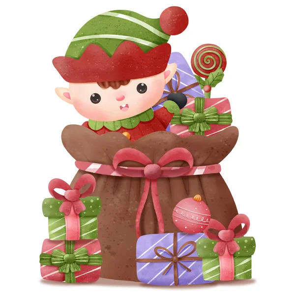 Série Noël Mignon Santa Little Helper — Image vectorielle