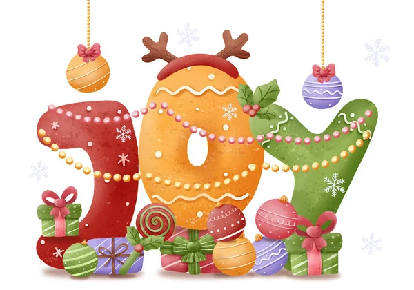 Cute Christmas Greeting Illustration — Stock Vector
