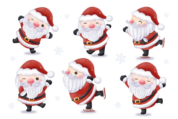 Roztomilý Santa Claus Ilustrační Sada — Stockový vektor