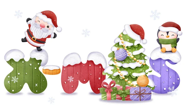 Ilustración Navidad Santa Amigos — Vector de stock