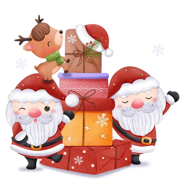 サンタクロースとクリスマスイラスト — ストックベクタ