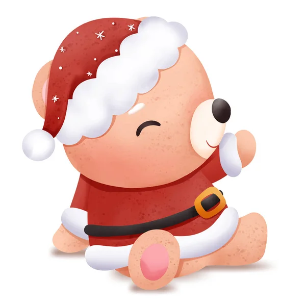 Linda Navidad Bebé Oso Ilustración — Archivo Imágenes Vectoriales