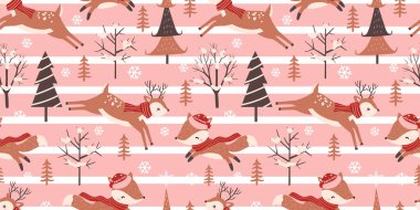 Winter and Christmas Themed Seamless Pattern clipart