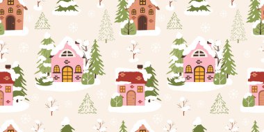 Winter and Christmas Themed Seamless Pattern clipart