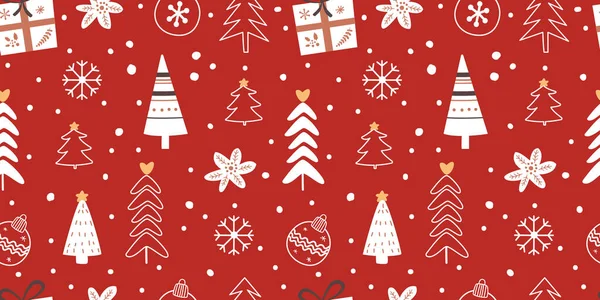 Winter Christmas Themed Seamless Pattern — Stock Vector