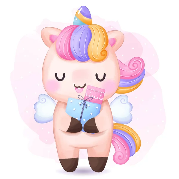 Cute Unicorns Birthday Party Illustration — Stock Vector