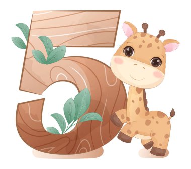 Çocuk odası dekorasyonu için vahşi hayvanlarla sevimli bir numara.