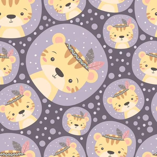 Cute bohemian animals themed seamless pattern