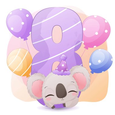 Doğum günü süslemesi için sevimli vahşi hayvanlı dekoratif numara.