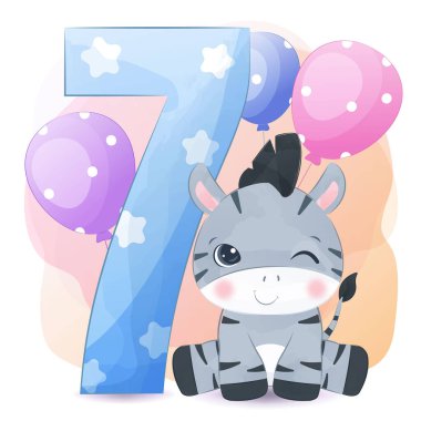 Doğum günü süslemesi için sevimli vahşi hayvanlı dekoratif numara.