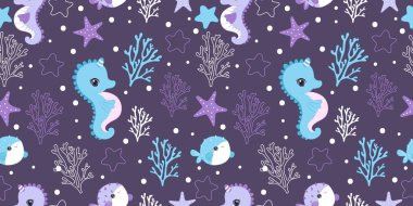 Şirin Deniz Kızları ve Deniz Yaşamı Kusursuz Şablon