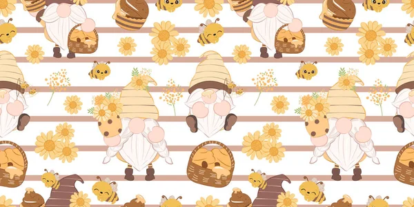 Χαριτωμένη Μέλισσα Γονιδίωμα Θεματικό Μοτίβο Χωρίς Ραφές — Διανυσματικό Αρχείο