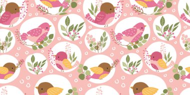 Bahçedeki Kuşlar Temalı Kusursuz Şablon