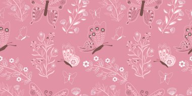 Güzel Kelebek Bahçesi Kusursuz Desen