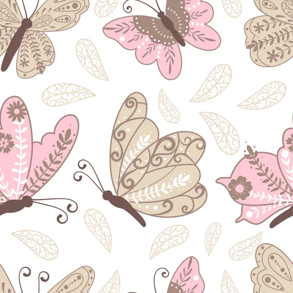 Güzel Kelebek Kusursuz Desen — Stok Vektör