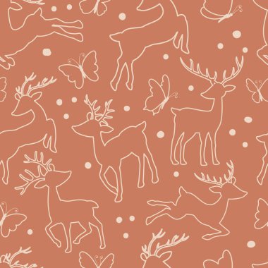 Bahçedeki Sevimli Ren Geyiği Kusursuz Şablon