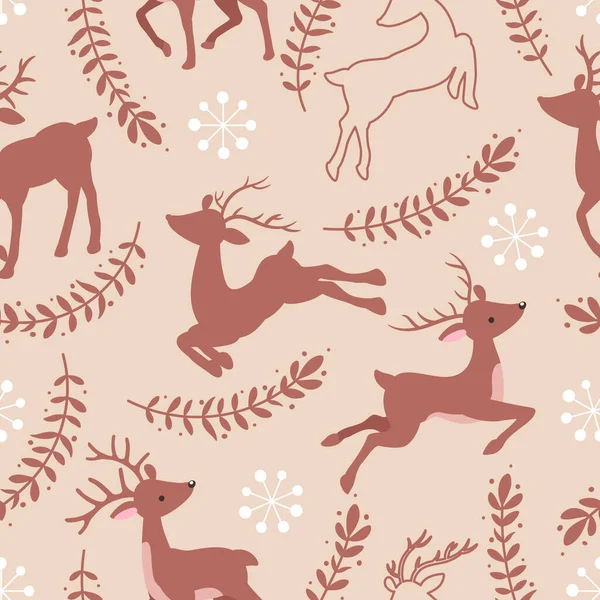 stock vector Cute Reindeer In The Garden Seamless Pattern