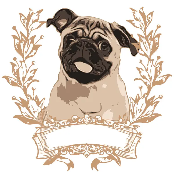 Cute Pug Dog Character Illustration — Stock Vector