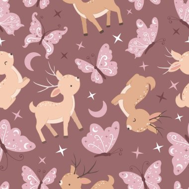 Cute Reindeer Seamless Pattern clipart