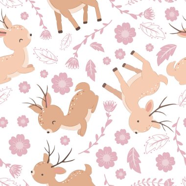 Cute Reindeer Seamless Pattern clipart