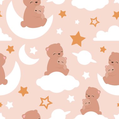 Sevimli anne ve bebek ayı pürüzsüz desen