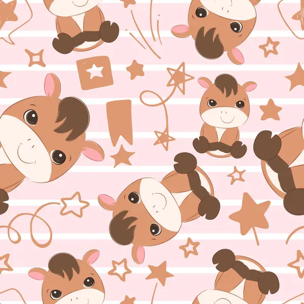 stock vector Cute baby animals seamless pattern