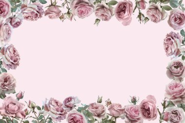 Editable Template Vintage Flower Frame Design clipart