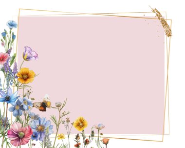 Editable Template Vintage Flower Frame Design clipart