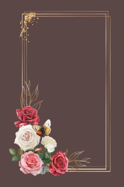 Düzenlenebilir Şablon Vintage Çiçek Çerçeve Tasarımı