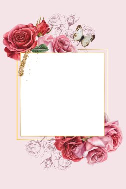 Düzenlenebilir Şablon Vintage Çiçek Çerçeve Tasarımı