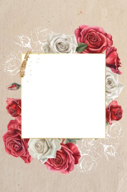 Düzenlenebilir Şablon Vintage Çiçek Çerçeve Tasarımı