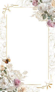 Düzenlenebilir Şablon Çiçek Çerçeve Tasarımı