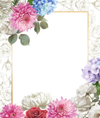 Düzenlenebilir Şablon Vintage Çiçek Çerçeve Tasarımı
