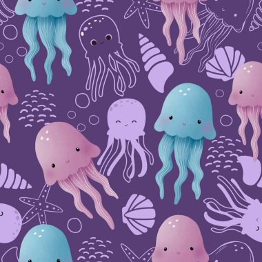 Sevimli ve eğlenceli okyanus hayatı kusursuz desen