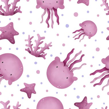 Sevimli ve eğlenceli okyanus hayatı kusursuz desen