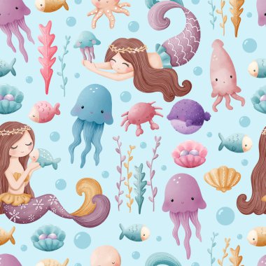 Sevimli ve eğlenceli okyanus hayatı kusursuz desen