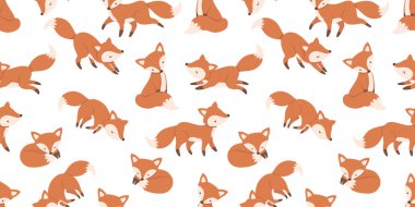 Çocuk Ürünleri İçin Şirin Küçük Tilki Kusursuz Şablon