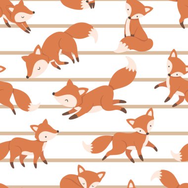 Çocuk Ürünleri İçin Şirin Küçük Tilki Kusursuz Şablon